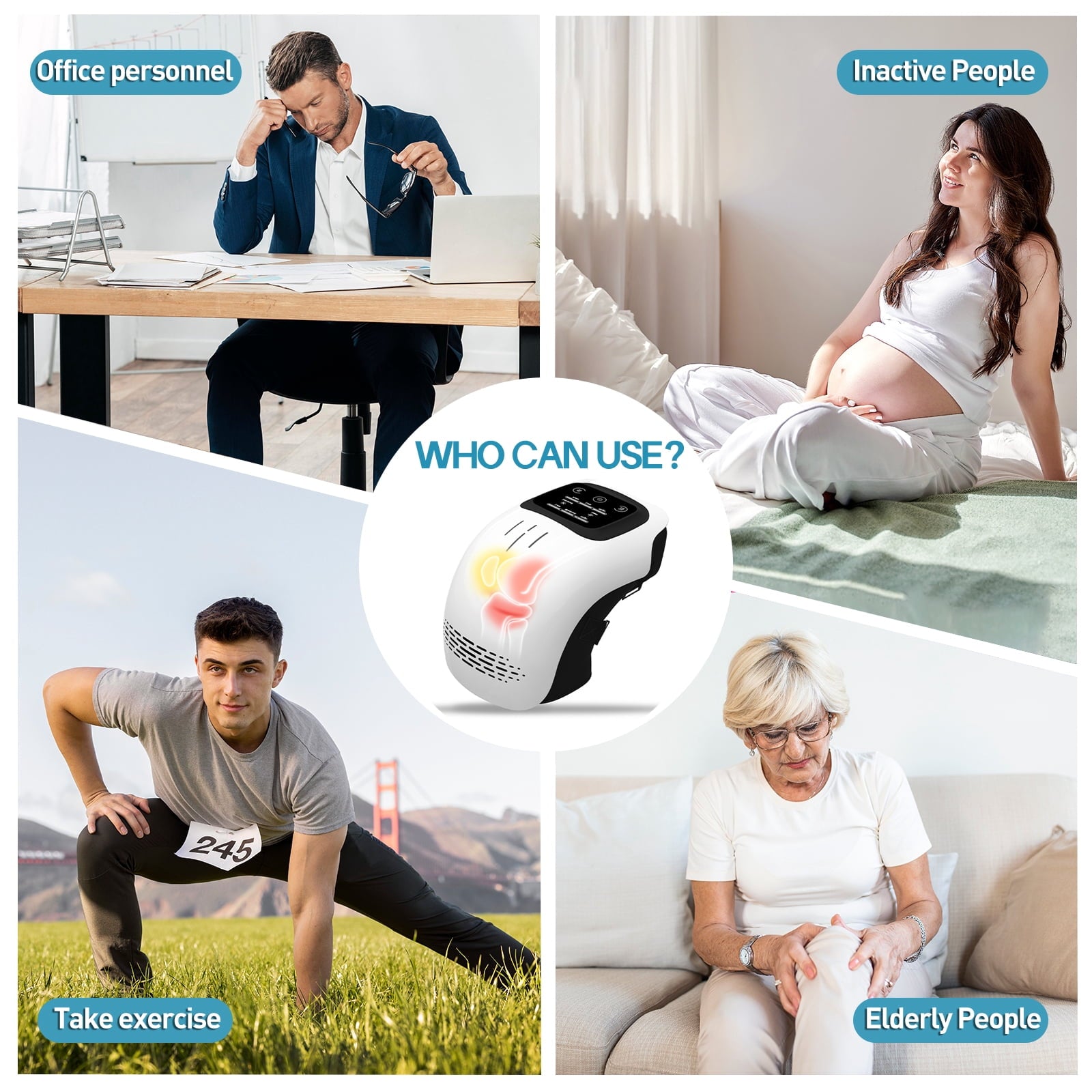 NOLAZA Knee Massager with Heat, Cordless 3 Heating & 3 Vibration Modes