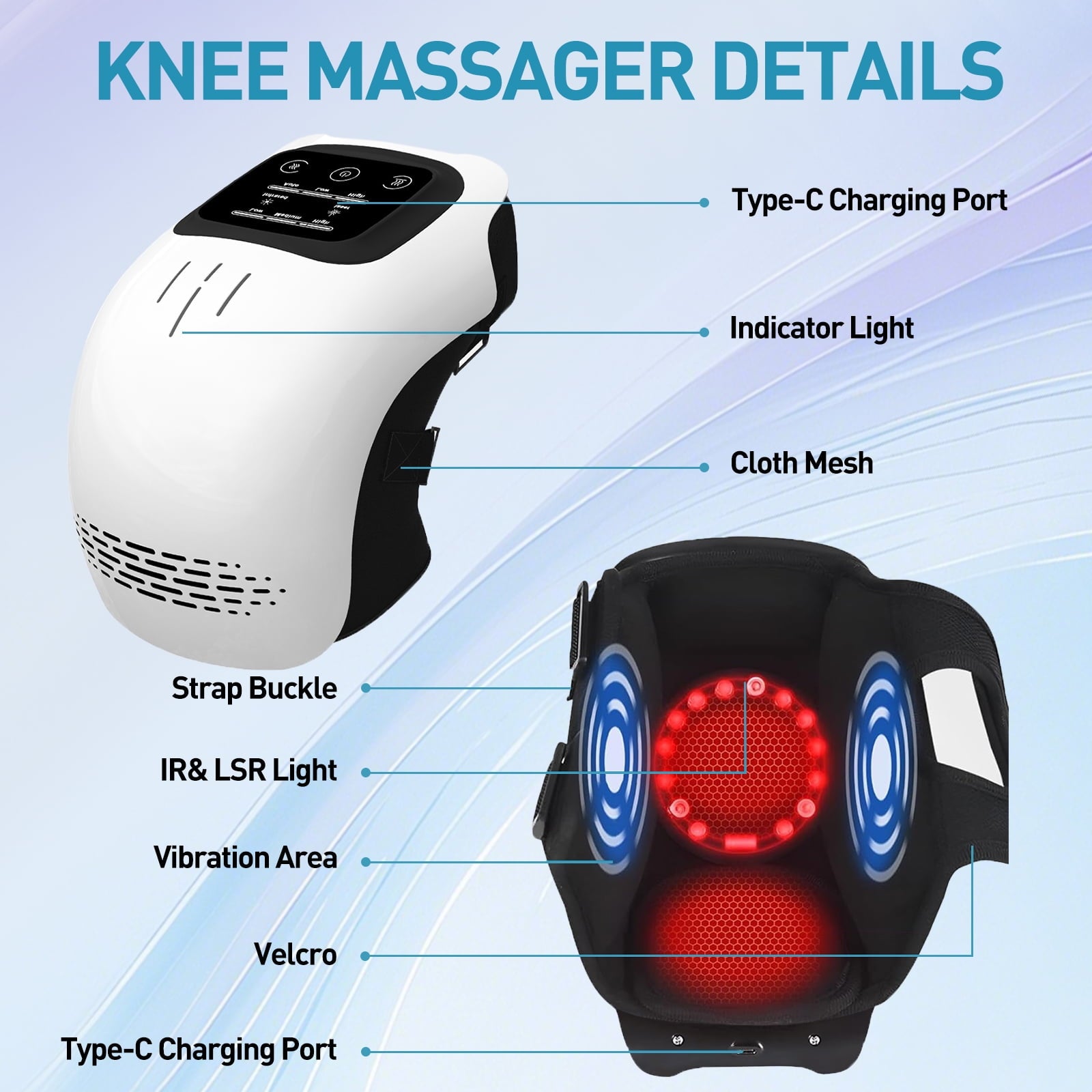 NOLAZA Knee Massager with Heat, Cordless 3 Heating & 3 Vibration Modes