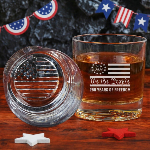 Nolaza Betsy Ross 250 Years of Freedom Engraved Whiskey Glass