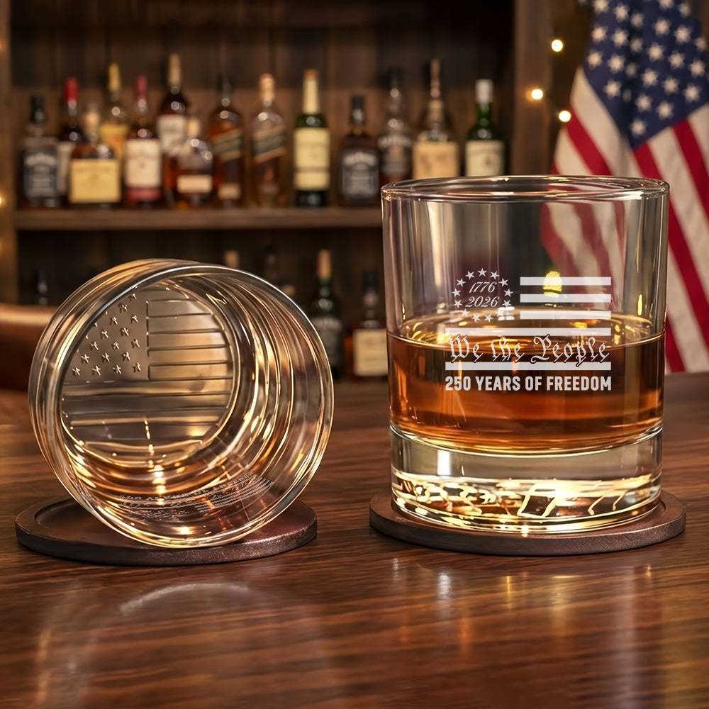 Betsy Ross 250 Years of Freedom 1776 2026 Engraved Whiskey Glass