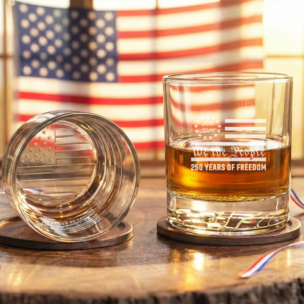 Betsy Ross 250 Years of Freedom 1776 2026 Engraved Whiskey Glass