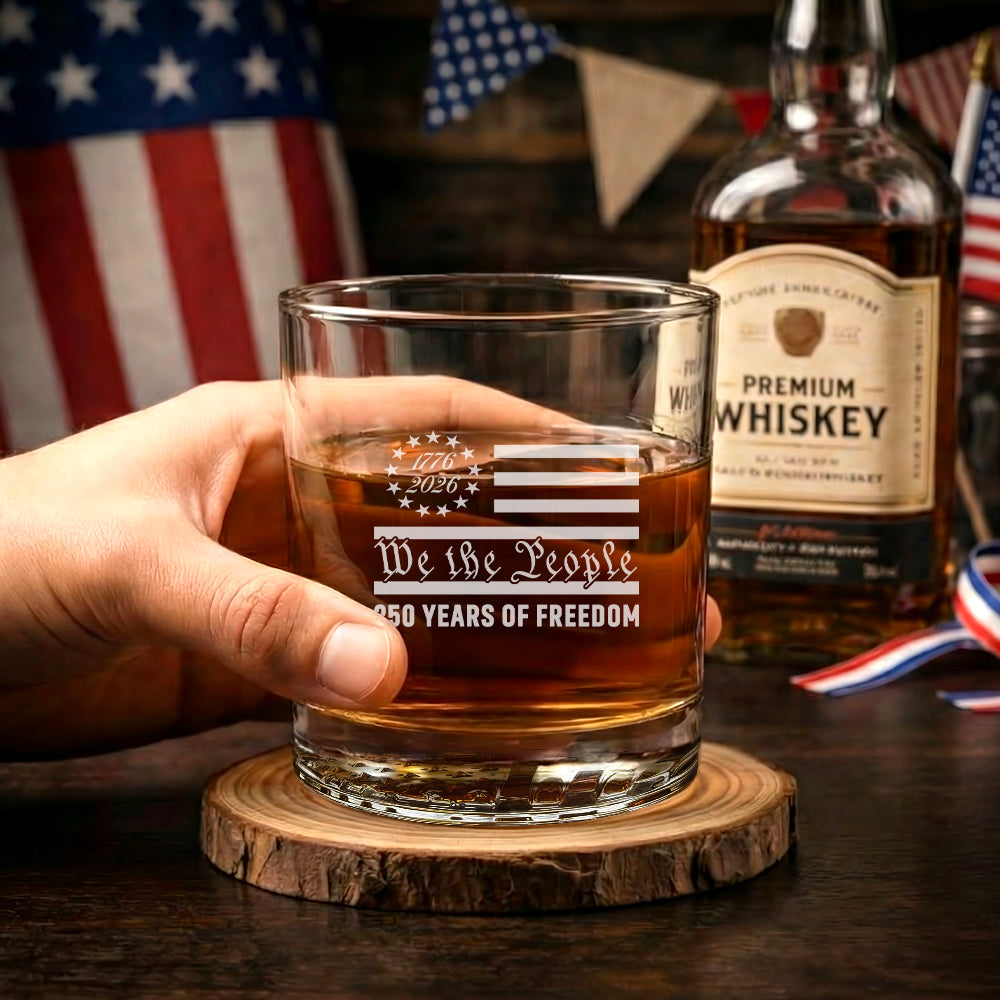 Betsy Ross 250 Years of Freedom 1776 2026 Engraved Whiskey Glass