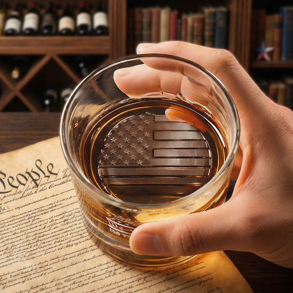 Betsy Ross 250 Years of Freedom 1776 2026 Engraved Whiskey Glass