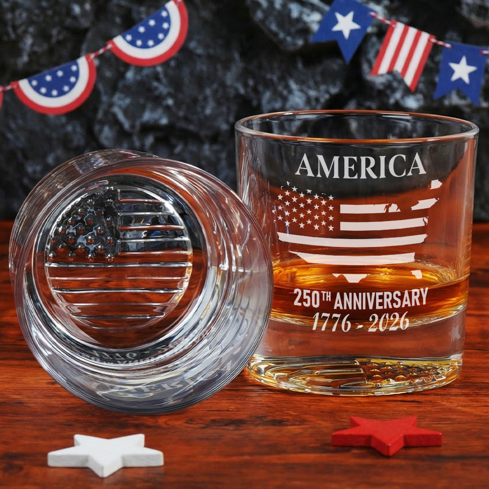 Nolaza American Flag Engraved Whiskey Glass 250th Anniversary Edition
