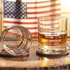 250th Anniversary 1776 2026 Whiskey Glass with Engraved American Flag