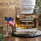 250th Anniversary 1776 2026 Whiskey Glass with Engraved American Flag