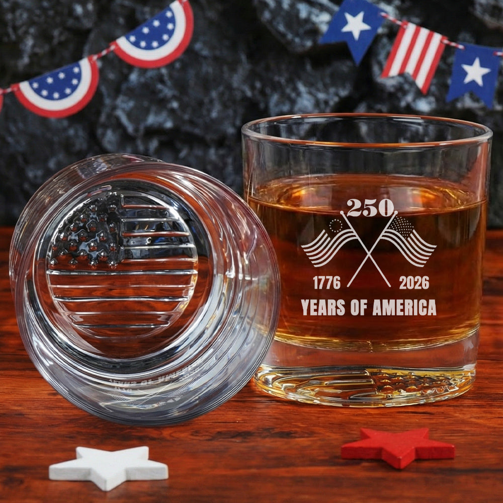 Nolaza 250 Years of America Patriotic Engraved Whiskey Glass