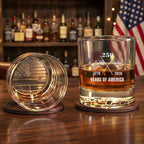 250 Years of America Engraved Whiskey Glass Patriotic Gift
