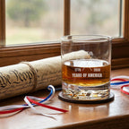 250 Years of America Engraved Whiskey Glass Patriotic Gift