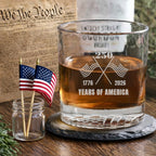 250 Years of America Engraved Whiskey Glass Patriotic Gift