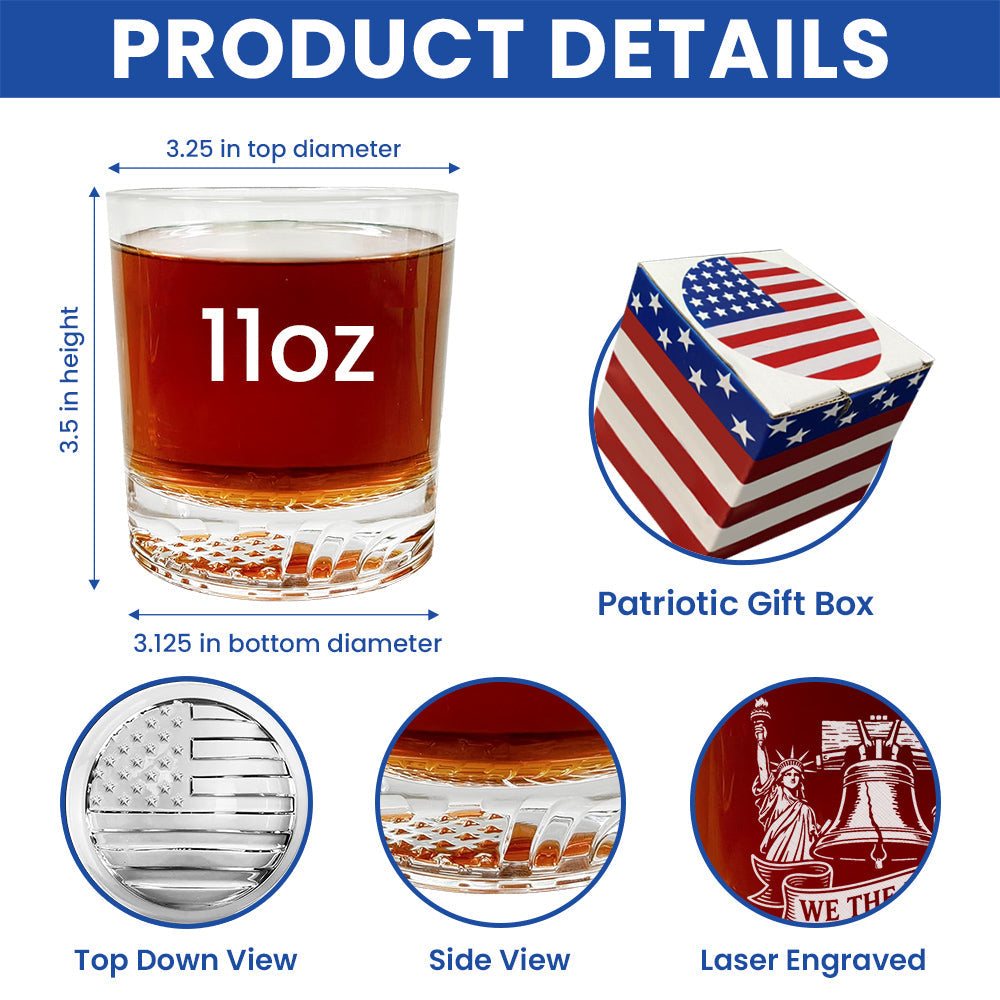 250 Years of Freedom Liberty with United States Capitol Engraved Whiskey Glass